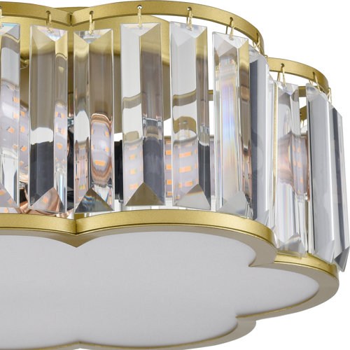 Mercer41 Gold Crystal Flush Mount Ceiling Light 3 Light Reviews Wayfair